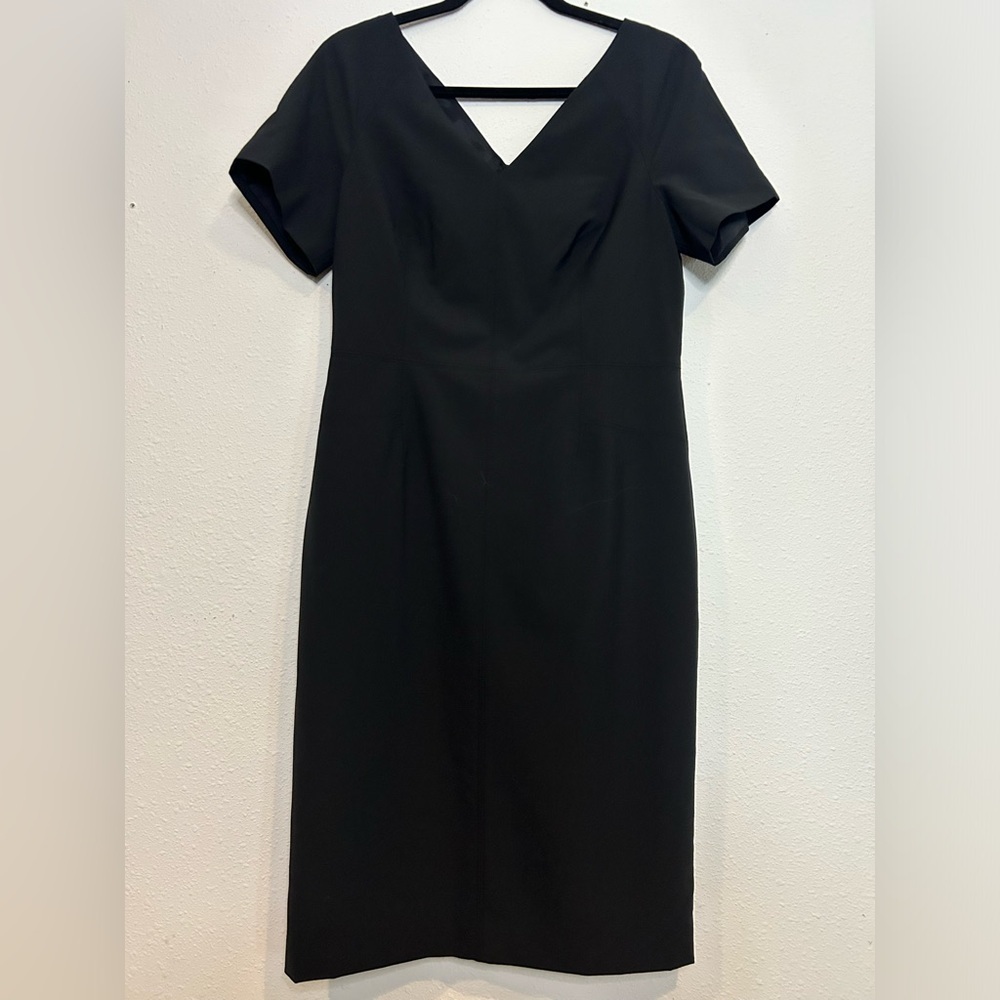 Banana Republic Black Sheath Midi Dress V-Neck Short Sleeve